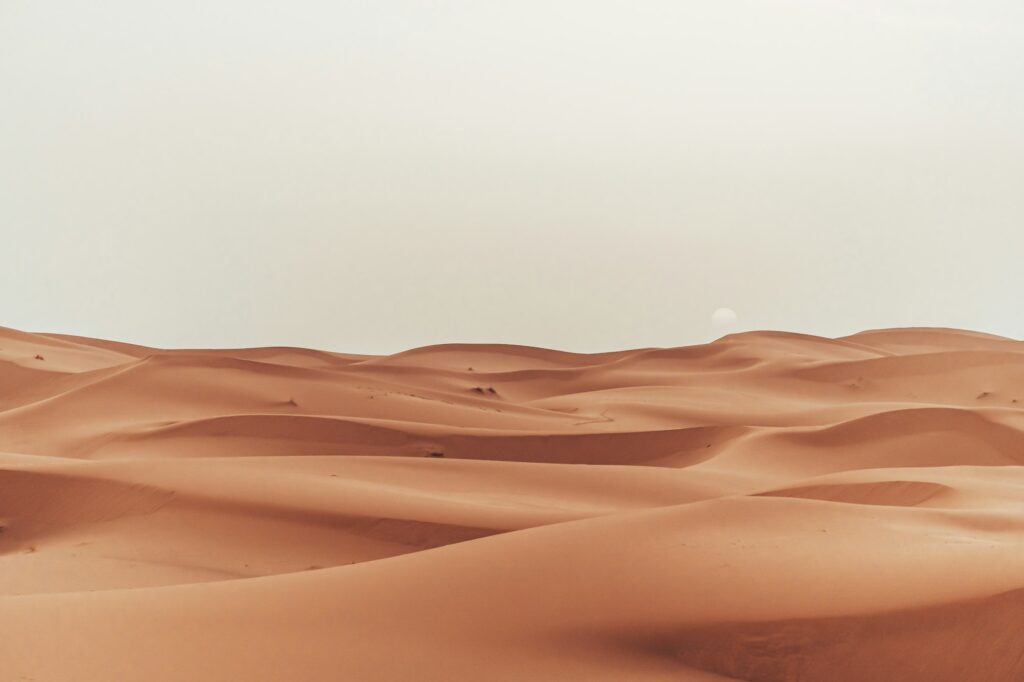 Sand texture during sunrise, Sahara Desert Merzouga, Morocco landscape oriented